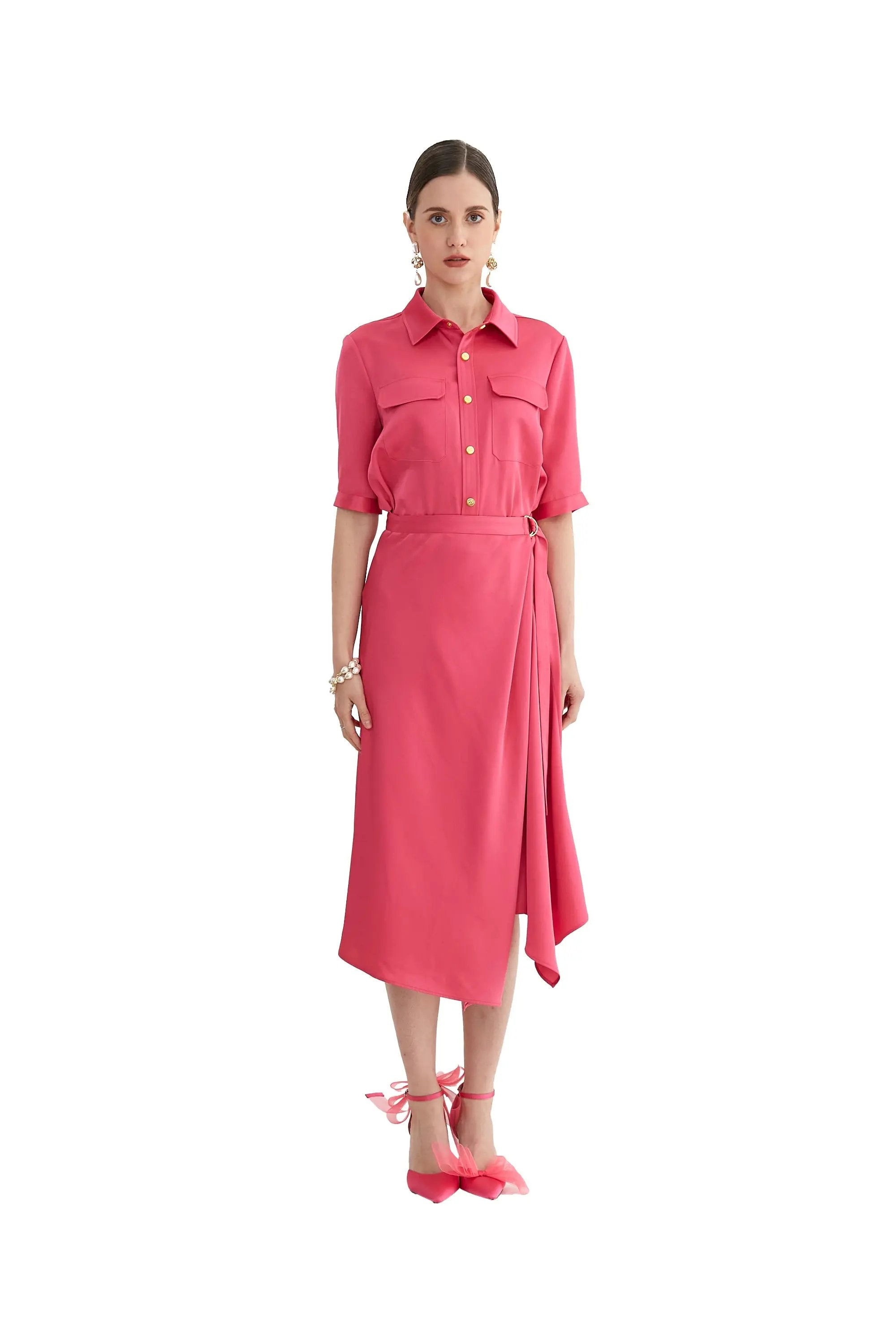 Ladies' Spring and Summer V-neck Belt Versatile Dess with Temperament ULA